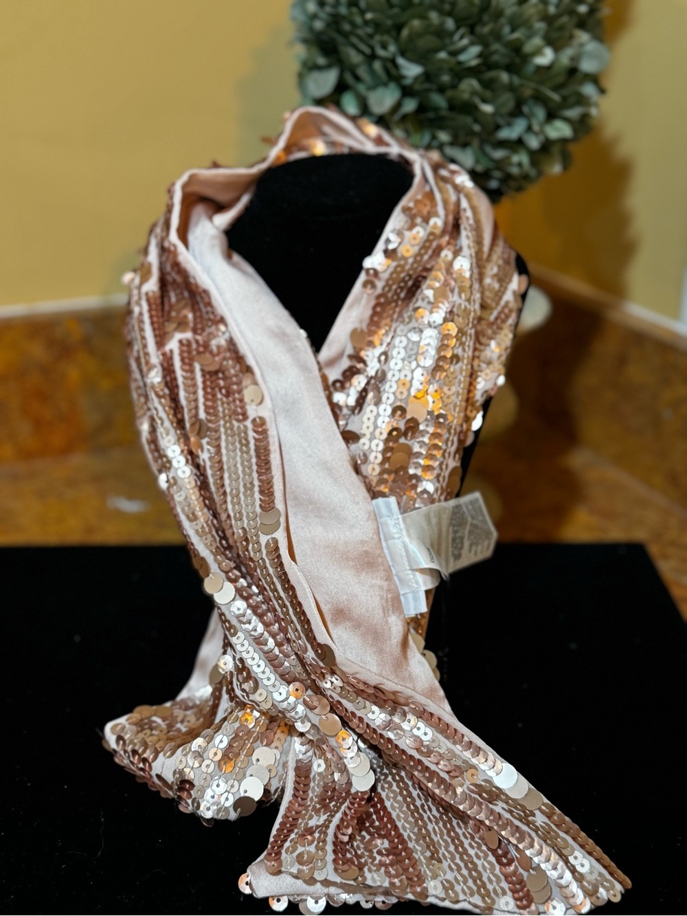 Chico's Rose Gold Sequin Wrap Scarf NWT